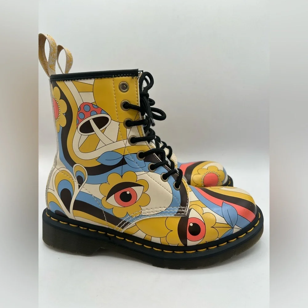 RARE Dr. Martens Vegan Leather 1460 Retro Kemble Lace Up Boots Combat Size 7 Y2K - Picture 10 of 14